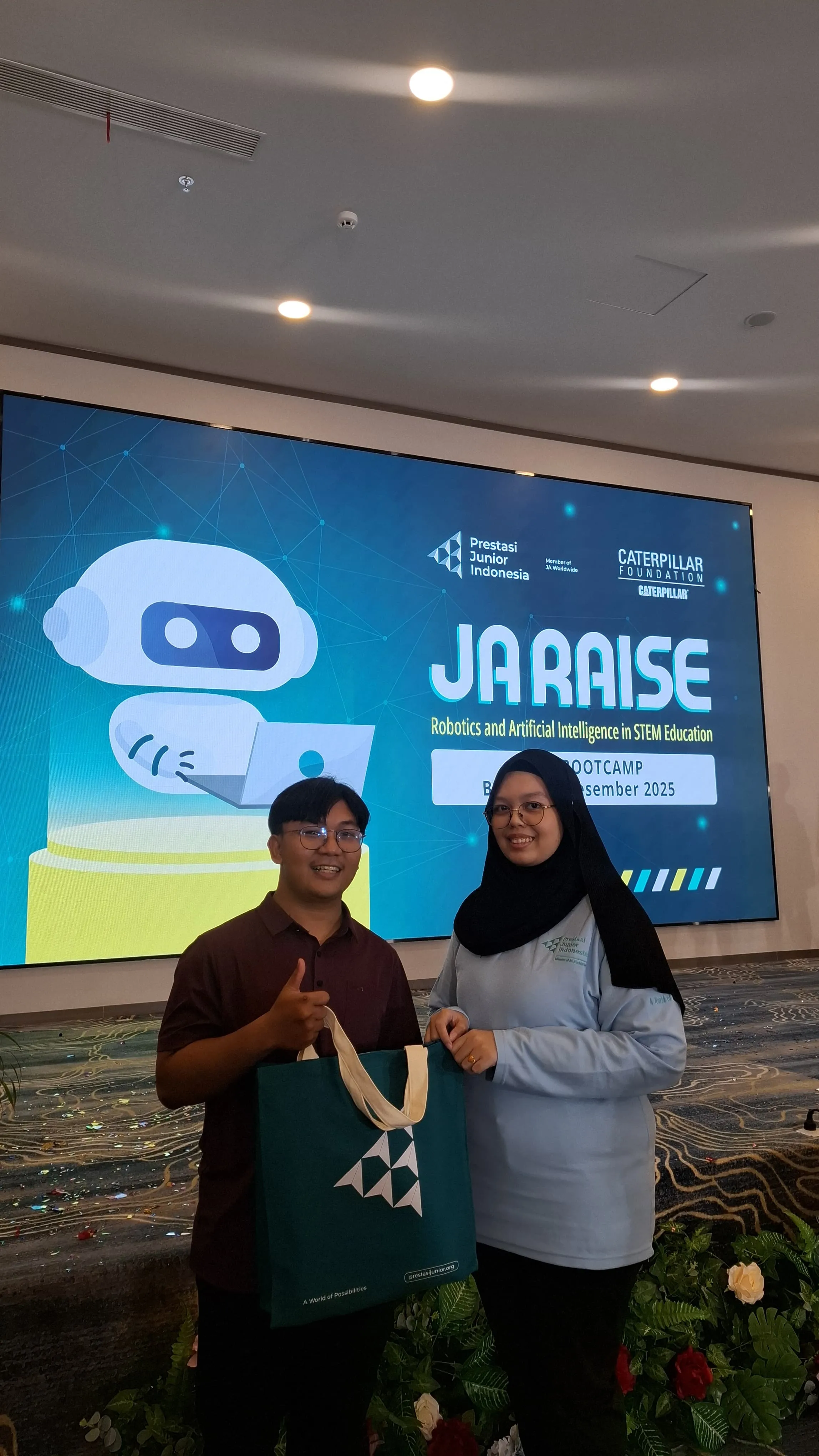 Receiving recognition at a tech or community event